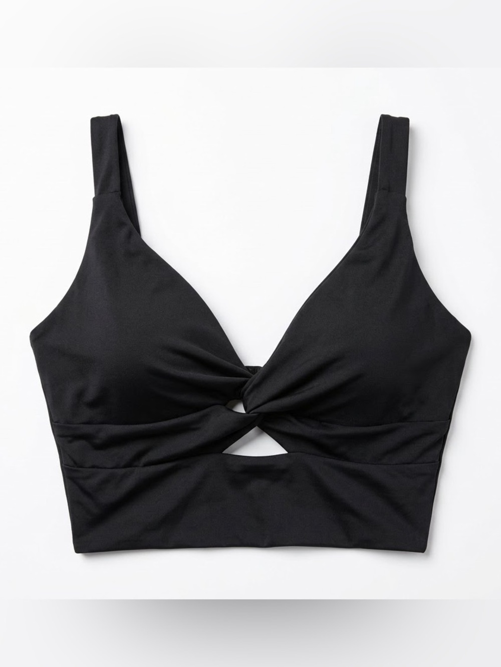 Crop Top Black Twist Front Longline Keyhole Cutout Size Medium